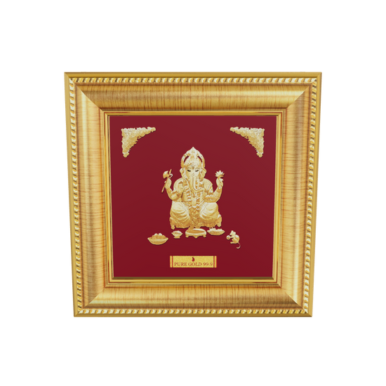 Lord Ganesha 24K Gold Sheet Artwork Frame best for festival and corporate gifting 