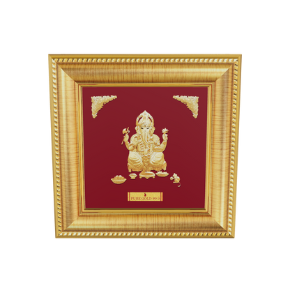 Lord Ganesha 24K Gold Sheet Artwork Frame best for festival and corporate gifting 