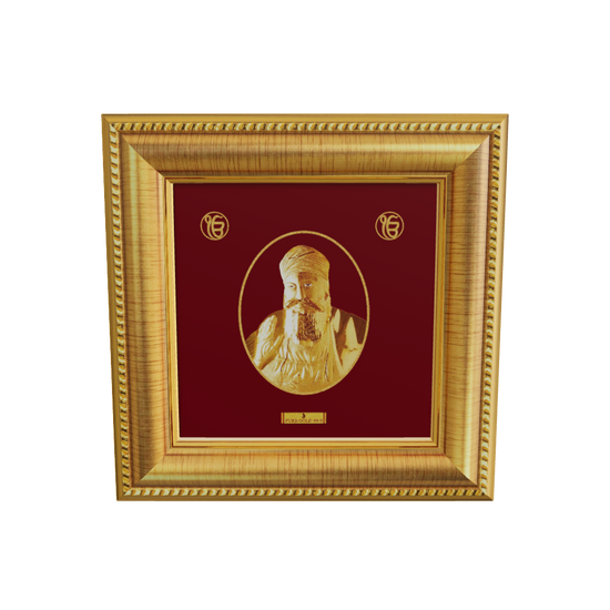 Guru Nanak Guru Gobind ji gold premium frame. Perfect for gifting and temple home shelve frame. 