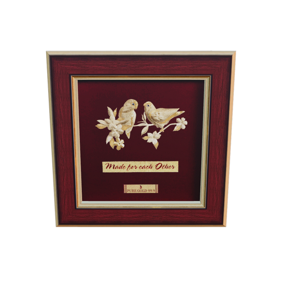 Prima Art Love Birds 24K Gold Sheet Artwork Frame best for Gifting and corporate gifting 