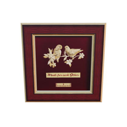 Prima Art Love Birds 24K Gold Sheet Artwork Frame best for Gifting and corporate gifting 