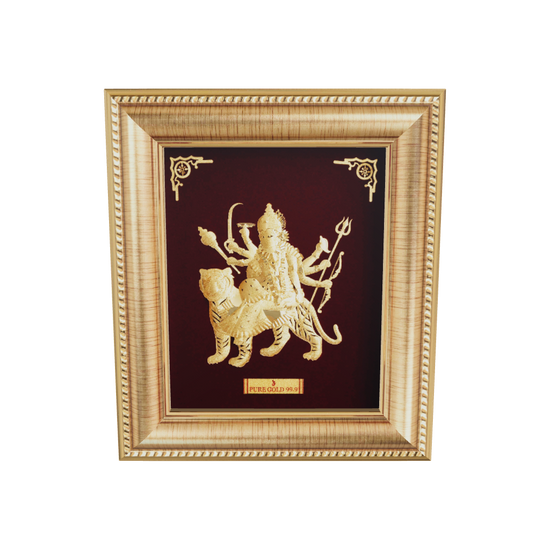 Prima Art Durga Maa 24K Gold Sheet Artwork Frame best for festival and corporate gifting 