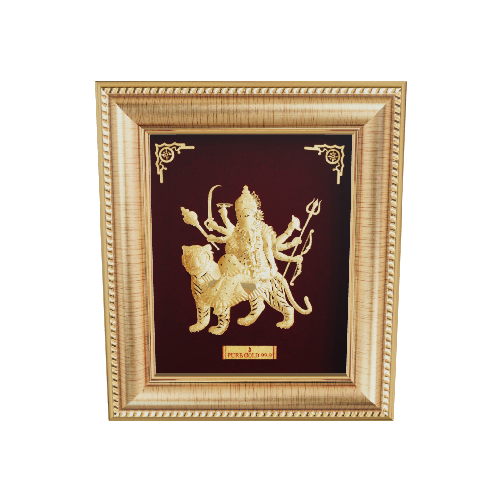 Prima Art Durga Maa 24K Gold Sheet Artwork Frame best for festival and corporate gifting 