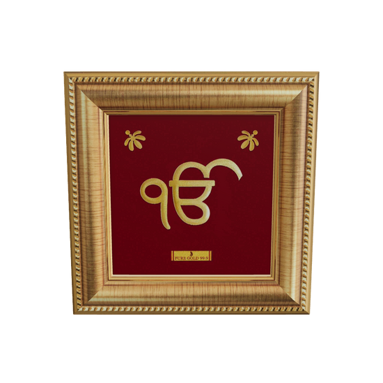 Ek omkar 24k gold premium frame. Best for home temple shelf and table top. Perfect for gifting.