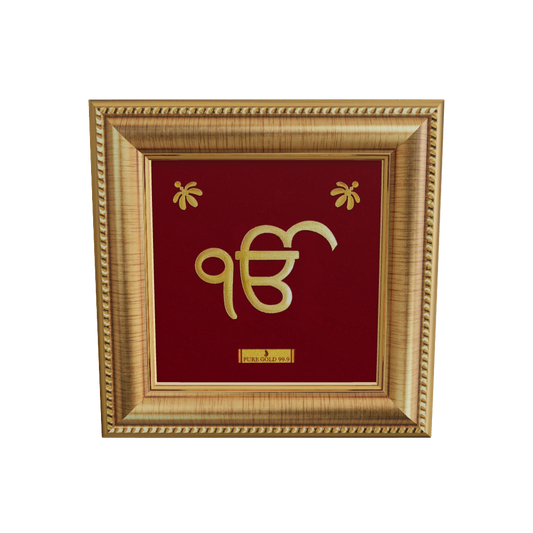Ek omkar 24k gold premium frame. Best for home temple shelf and table top. Perfect for gifting.