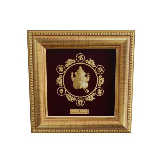 Prima Art Ganesha 24K Gold Sheet Artwork Frame best for festival and corporate giftin