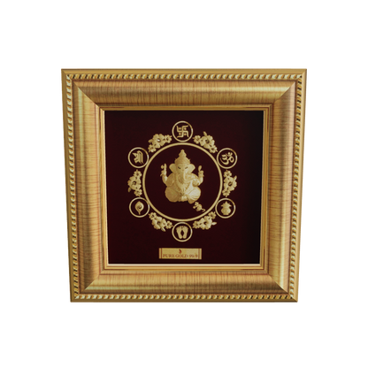 Prima Art Ganesha 24K Gold Sheet Artwork Frame best for festival and corporate giftin