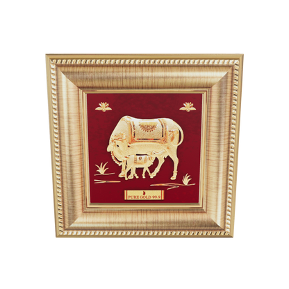 Prima Art Kamadhenu 24K Gold Sheet Artwork Frame best for festival and corporate gifting 