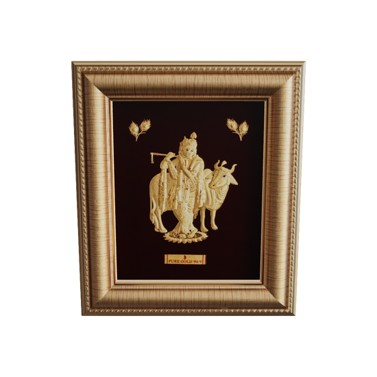 Prima Art Krishna  24K Gold Sheet Artwork Frame best for festival and corporate gifting 