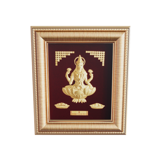 Prima Art Lakshmi ji 24K Gold Sheet Artwork Frame best for festival and corporate gifting 