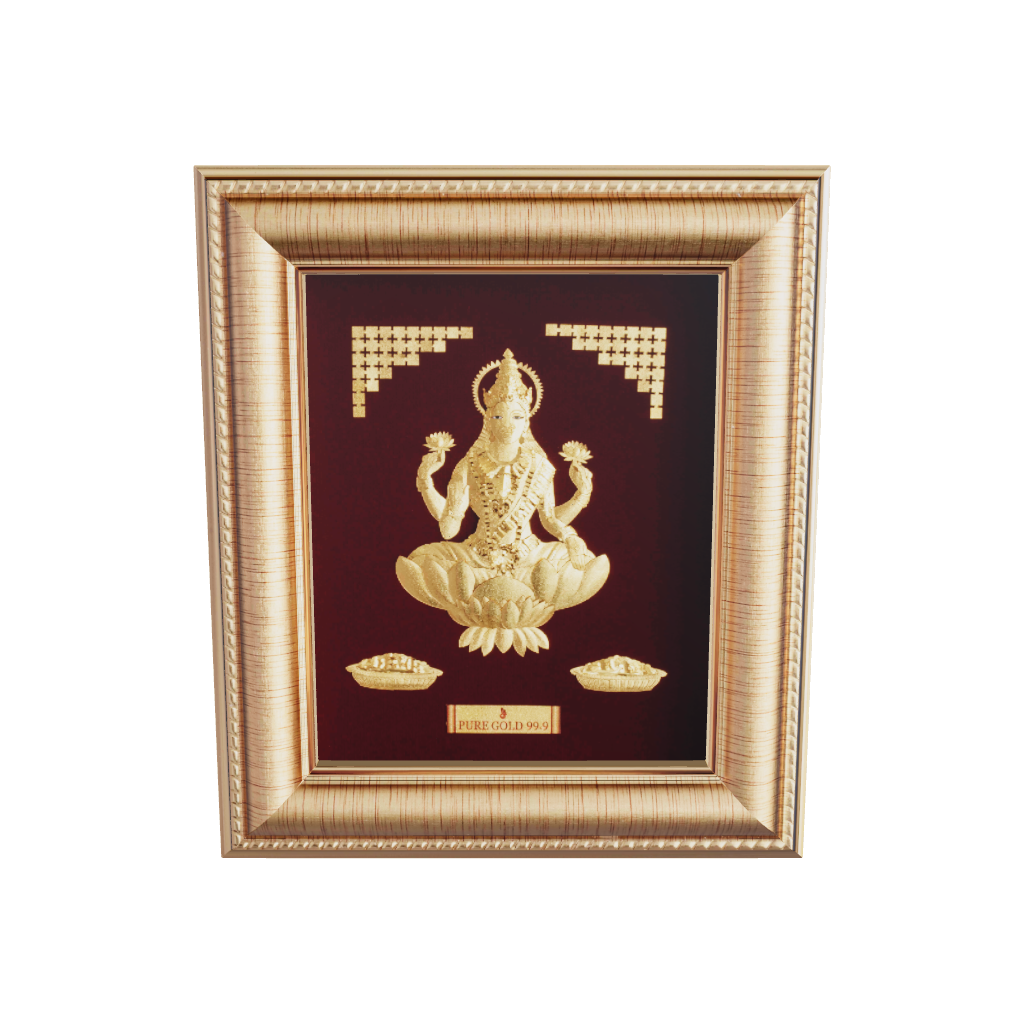 Prima Art Lakshmi ji 24K Gold Sheet Artwork Frame best for festival and corporate gifting 