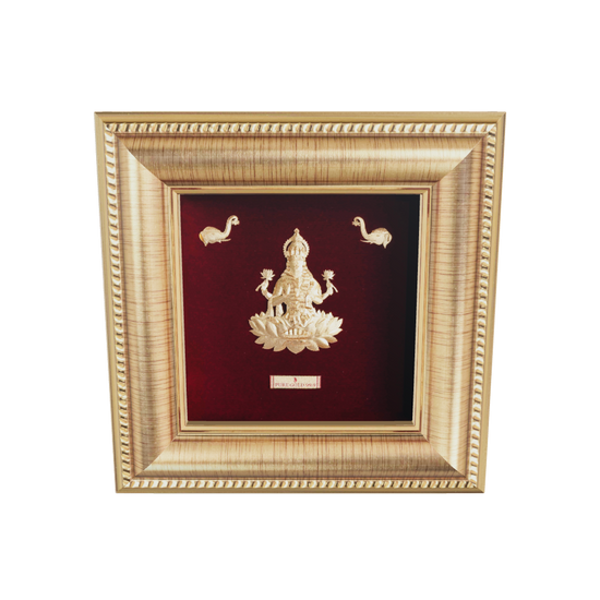 Prima Art Lakshmi ji 24K Gold Frame best for festival and corporate gifting . Perfect Wall Hanging frame & Tabletop Frame.