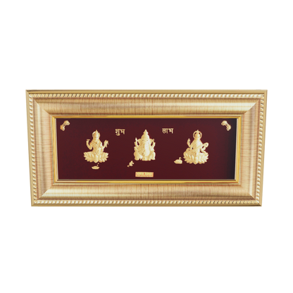 Prima Art Lakshmi Ganesha Saraswati 24K Gold Sheet Artwork Frame best for festival and corporate gifting 