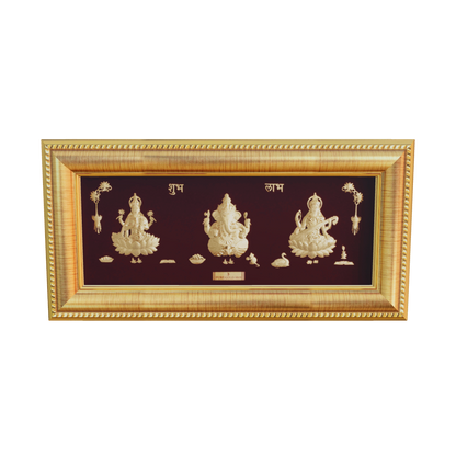 Prima Art Lakshmi Ganesha Saraswati 24K Gold Sheet Artwork Frame best for festival and corporate gifting 