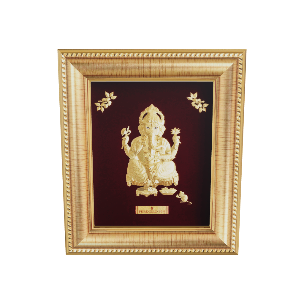 Prima Art Lord Avighna 24K Gold Sheet Artwork Frame best for festival and corporate gifting 