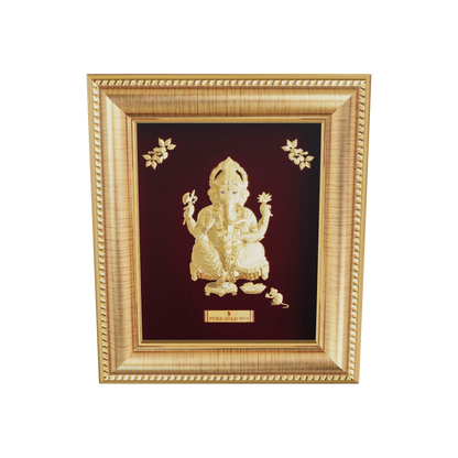 Prima Art Lord Avighna 24K Gold Sheet Artwork Frame best for festival and corporate gifting 