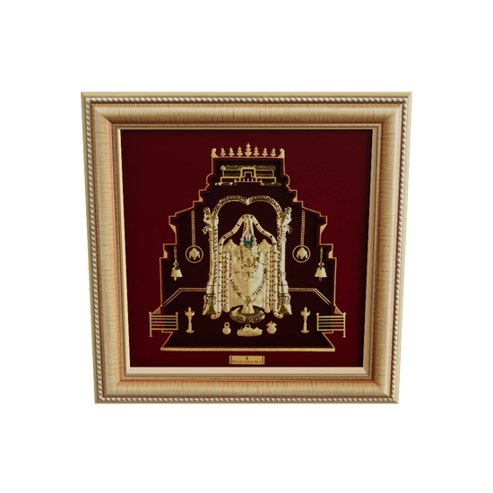 Tirupati Balaji gold frame for home temple and decor.