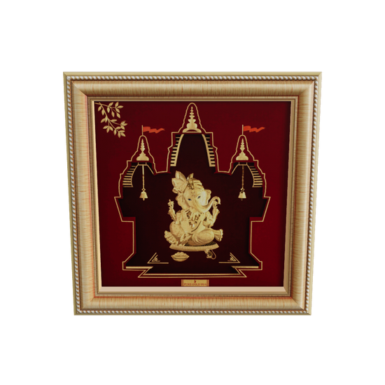 auspicious gold Ganesha wall frame handmade in India