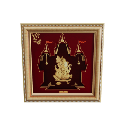 auspicious gold Ganesha wall frame handmade in India