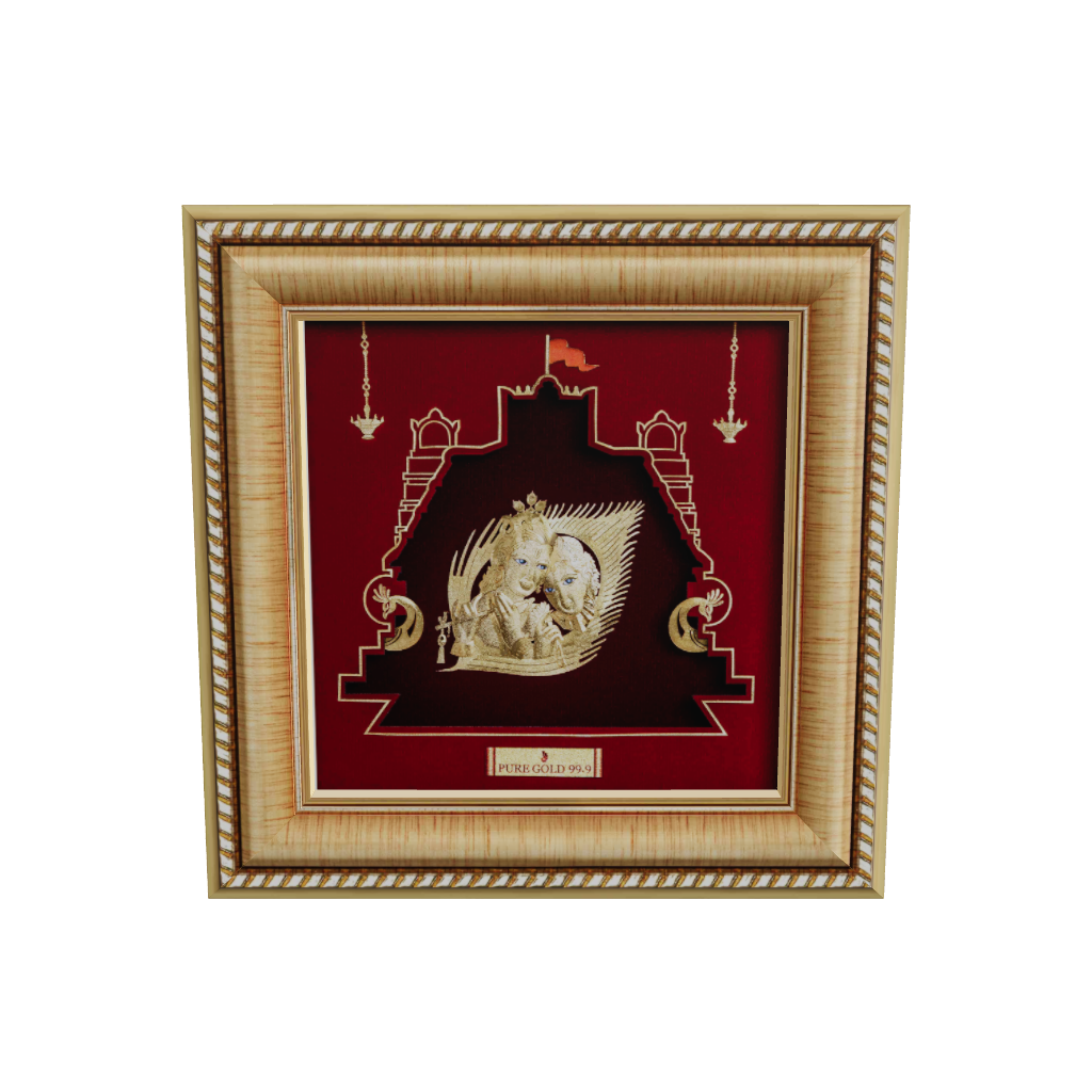 Prima Art Radha Krishna 24K Gold Sheet Artwork Frame best for festival and corporate gifting 
