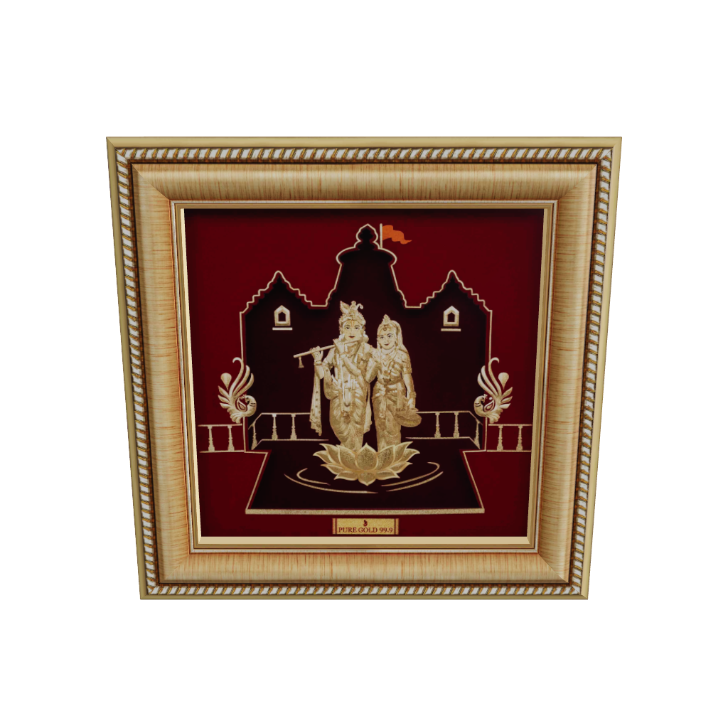 Prima Art Radha Krishna 24K Gold Sheet Artwork Frame best for festival and corporate gifting 