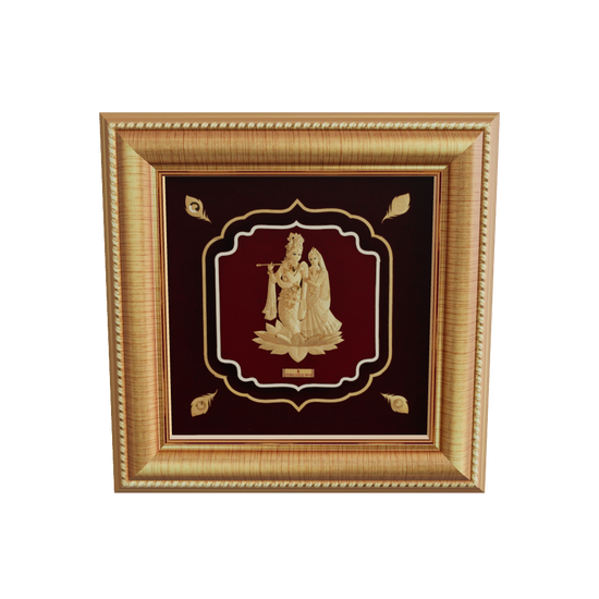 24k gold Radha Krishna artwork for gifting and worship
