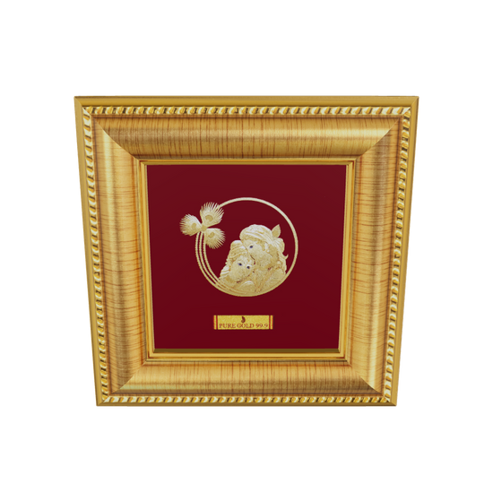 24K gold Radha Krishna artwork in premium frame – perfect for home decor and gifting.