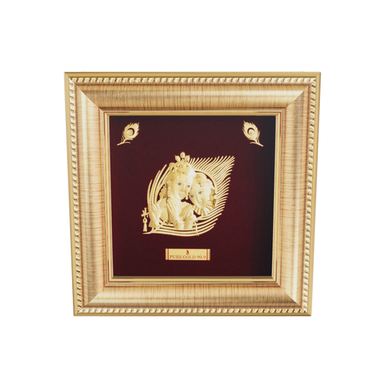 Prima Art Radha Krishna ji 24K Gold Sheet Artwork Frame best for festival and corporate gifting 