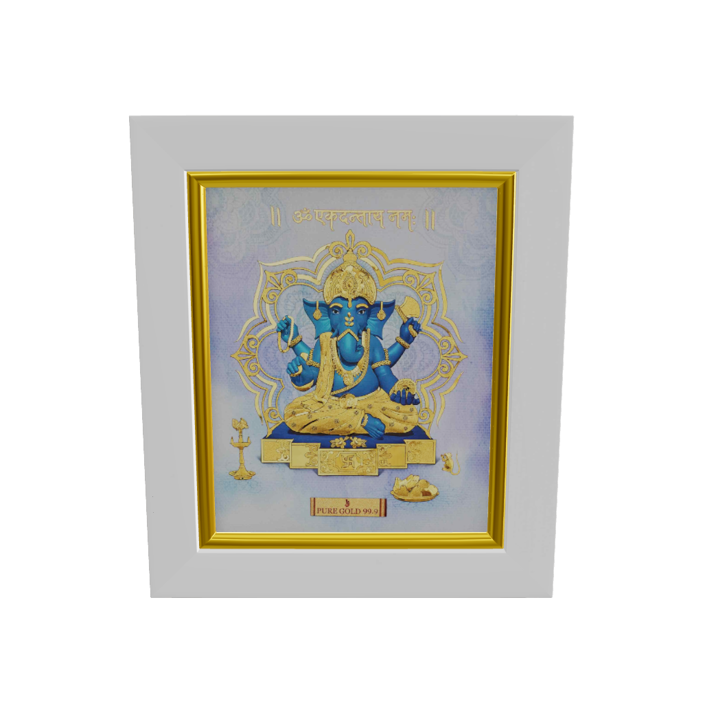 Prima Art Ganesha 24K Gold Sheet Artwork Frame best for festival and corporate gifting 