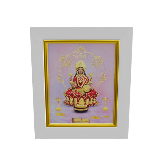Prima Art Lakshmi ji 24K Gold Sheet Artwork Frame best for festival and corporate gifting 