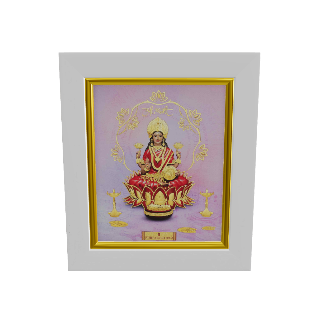 Prima Art Lakshmi ji 24K Gold Sheet Artwork Frame best for festival and corporate gifting 