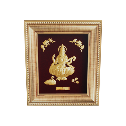 Prima Art Saraswati 24K Gold Sheet Artwork Frame best for festival and corporate gifting 