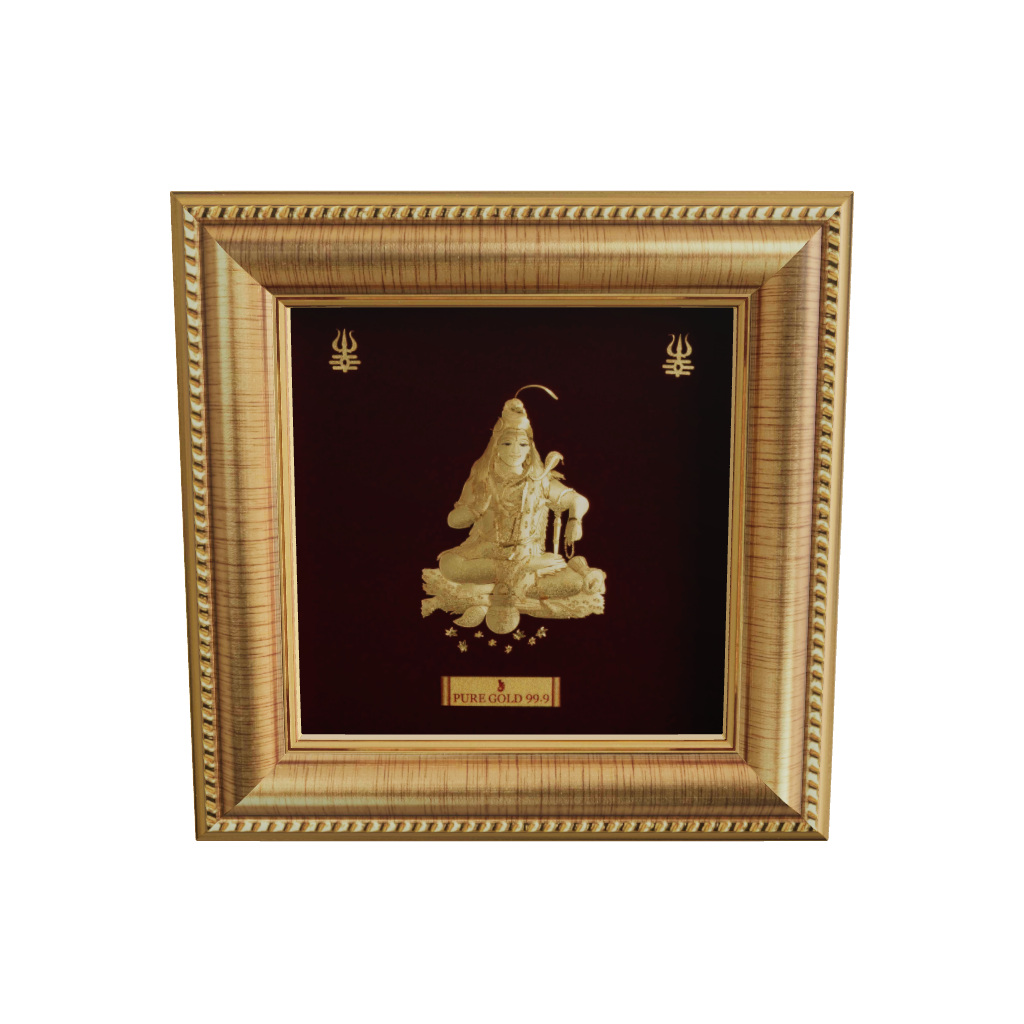 Prima Art Lord Shiva 24K Gold Sheet Artwork Frame best for festival and corporate gifting 