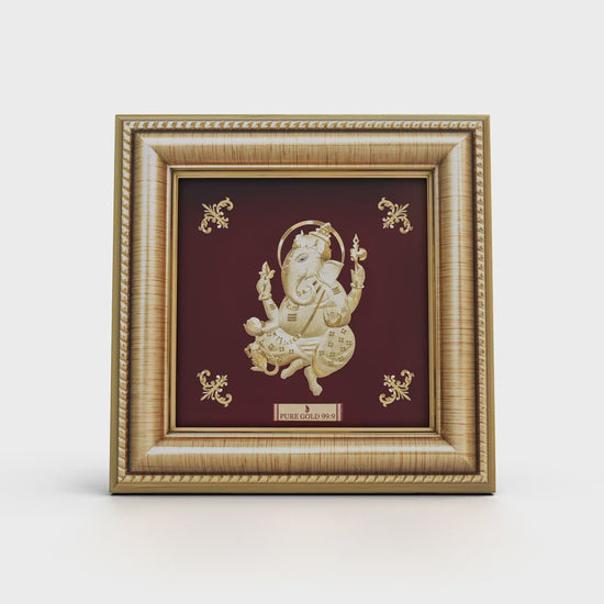 Prima Art Ganesha 24K Gold Sheet Artwork Frame best for festival and corporate gifting 