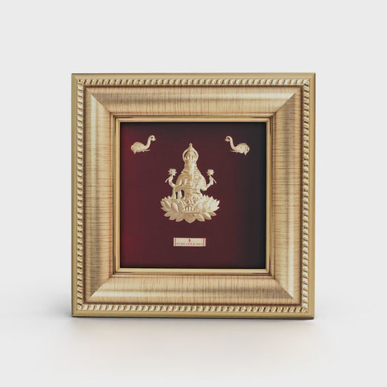 Prima Art Lakshmi ji 24K Gold Frame best for festival and corporate gifting . Perfect Wall Hanging frame & Tabletop Frame.