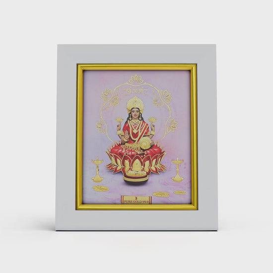 Goddess in 24K gold Lakshmi frame for home décor, housewarming and wedding gifting. Perfect wall mount hanging frame , table top frame. Vastu Approved 