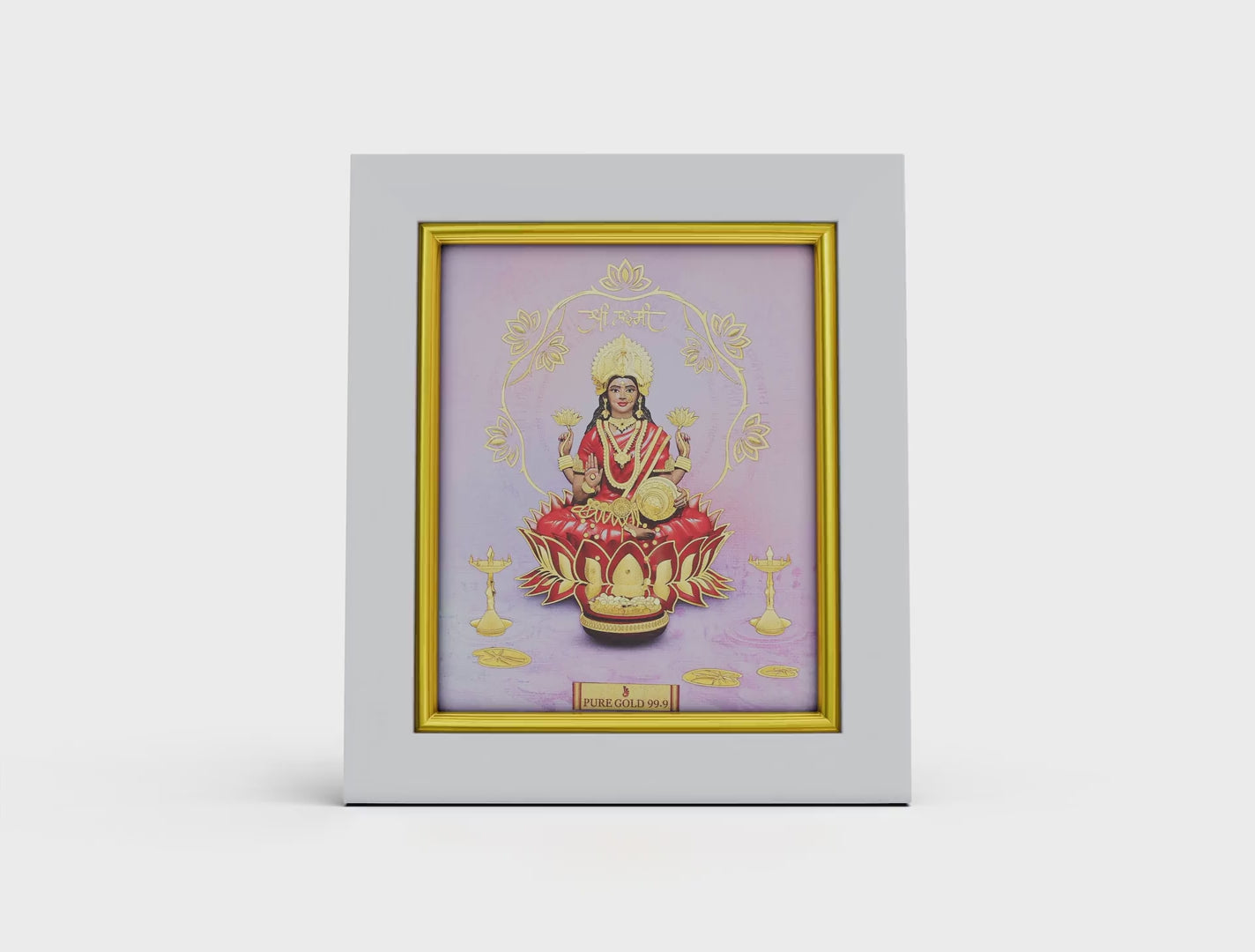Goddess in 24K gold Lakshmi frame for home décor, housewarming and wedding gifting. Perfect wall mount hanging frame , table top frame. Vastu Approved 
