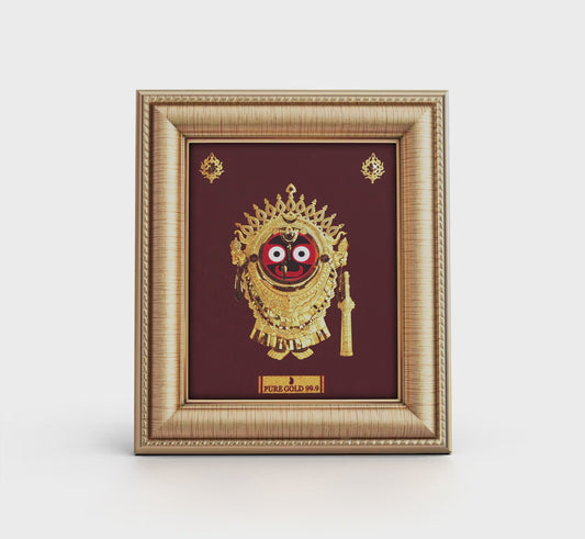Prima Art Lord Jagannath 24K Gold Sheet Artwork Frame best for festival and corporate gifting 