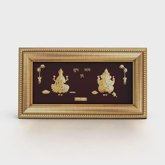 24K gold Lakshmi Ganesha artwork in premium frame – perfect for home decor and gifting