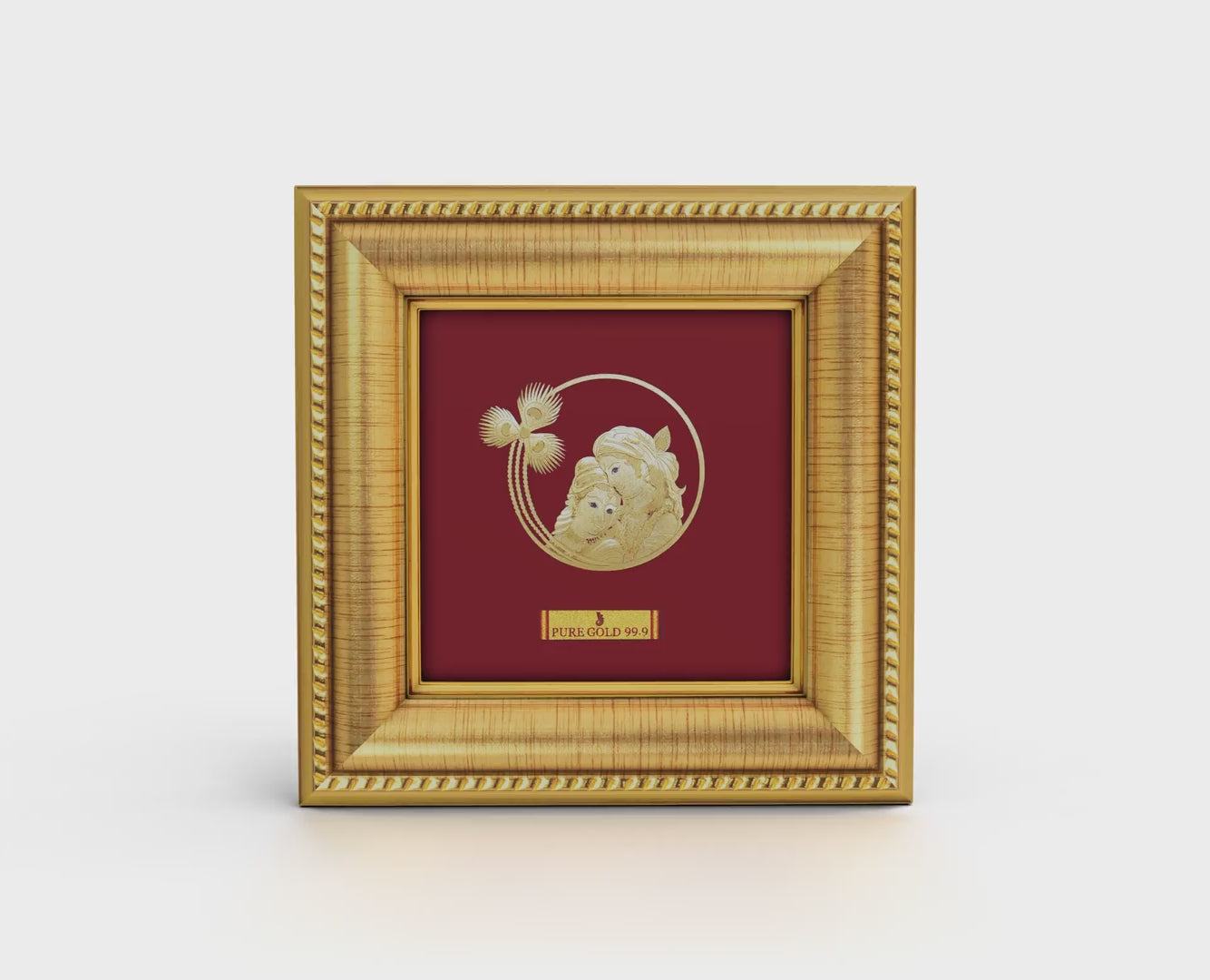 24K gold Radha Krishna artwork in premium frame – perfect for home decor and gifting.