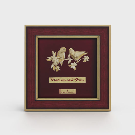 Prima Art Love Birds 24K Gold Sheet Artwork Frame best for festival and corporate gifting 