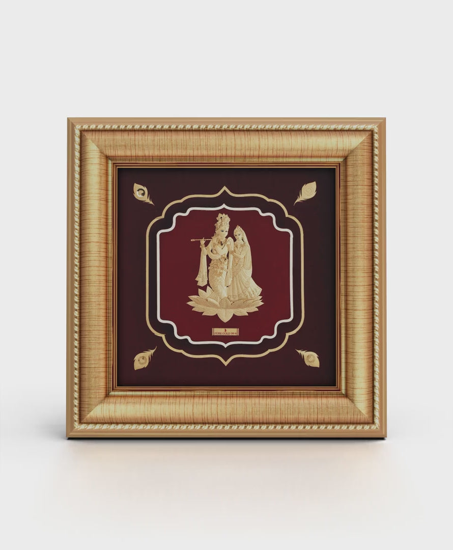 Radha Krishna 24K gold wall frame for home decor and gifting