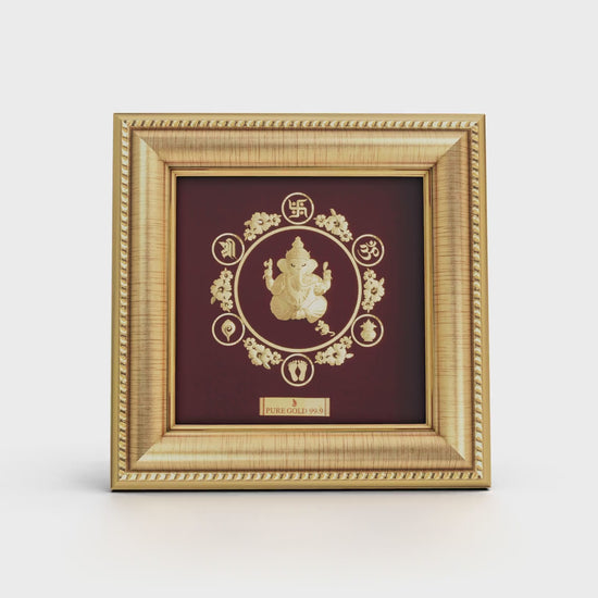 Prima Art Ganesha 24K Gold Sheet Artwork Frame best for festival and corporate gifting 