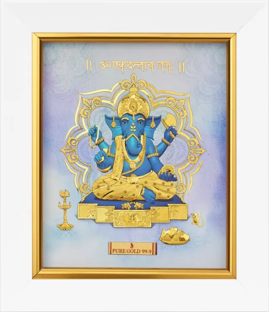 Prima Art Ekdanta Ganesha 24K Pure Gold Artwork (s7)